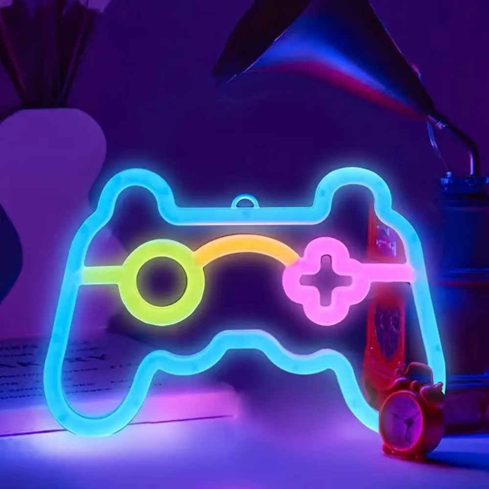 Retro Gaming Projector - 1個 USB給電式ゲームコントローラーネオンサインLEDライト ゲーマーの部屋の装飾、子供部屋、壁、パーティー、ゲームデスクのナイトライト用