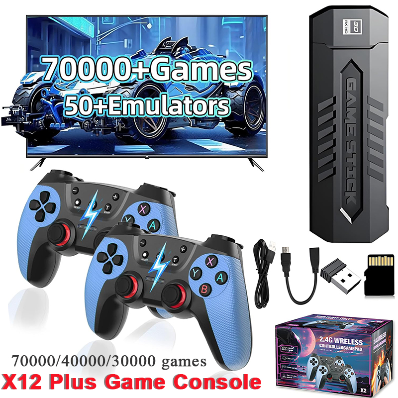 Retro Gaming Handheld Console - X2 レトロゲームスティック 128GB 70000/30000+ゲーム搭載 ワイヤレスコントロール テレビ接続
