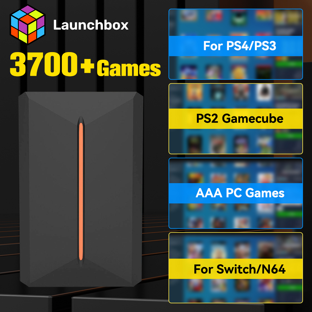 Retro Gaming Hdd - Launchbox-PCおよびラップトップ用のレトロな外付けゲームドライブ、ps4、ps3、ps2、ps1、wii、wiiu、n64,3700以上のゲーム用のゲームコンソール