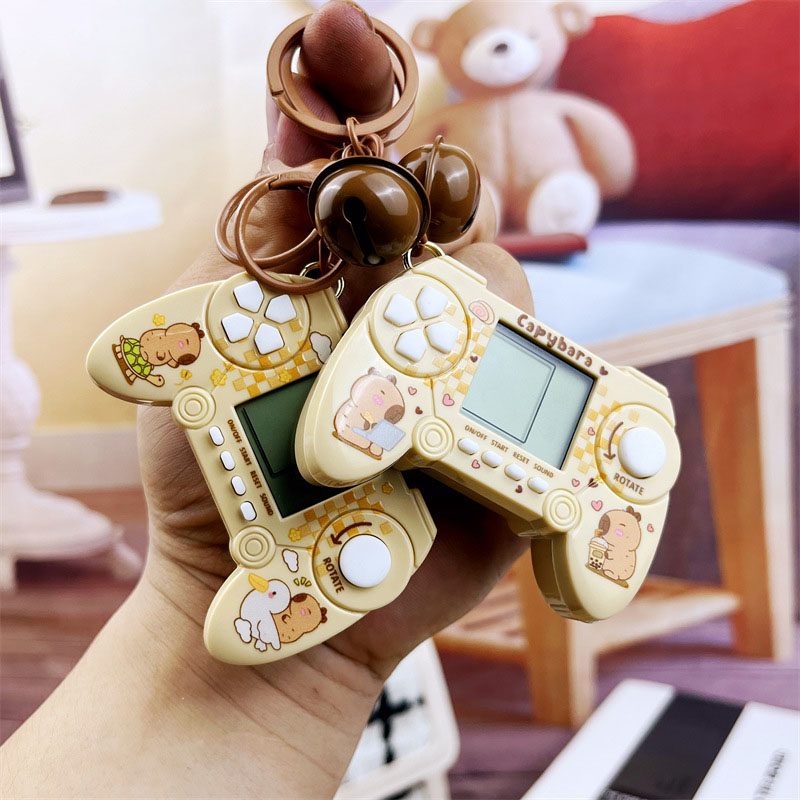 Retro Gaming Keychain - Capybara-子供向けのポータブルミニゲームマシンキーホルダー、キーリング付きのレトロなノスタルジックなゲームコンソール、ビデオゲーム、ジュエリーギフト