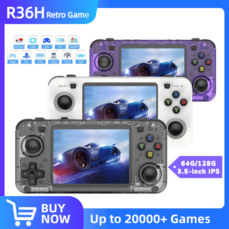 Retro Gaming Handheld Console - R36H レトロハンドヘルドゲーム機 Linuxシステム搭載 3.5インチIPSスクリーン ポータブルハンドヘルドビデオプレーヤー