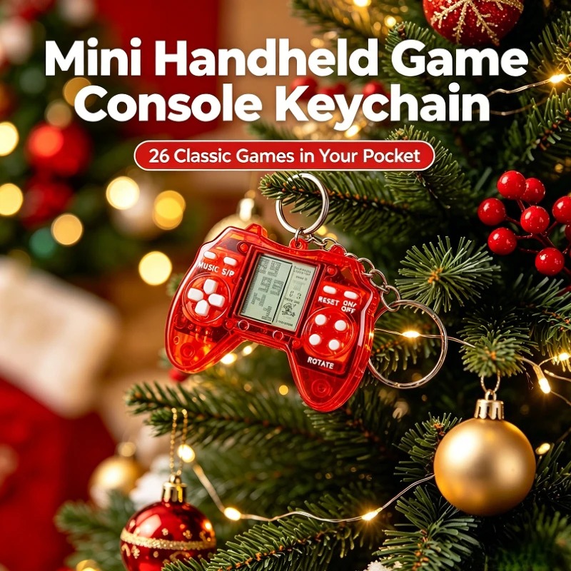Retro Gaming Keychain - 特別な透明なゲームパッド型ミニゲームキーホルダークラシックレトロゲームポータブルポケットゲームデバイスクリスマスプレゼント用