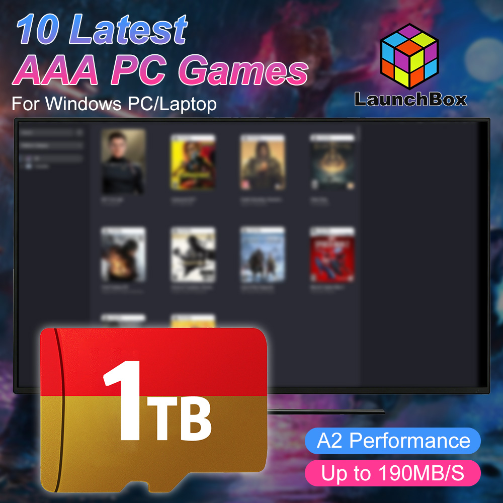 Retro Gaming For Windows - JMachen 1TB ゲームTFカード、最新のAAAゲーム10種内蔵、A2性能のレトロビデオゲームコンソール（Windows PC/ラップトップ対応）