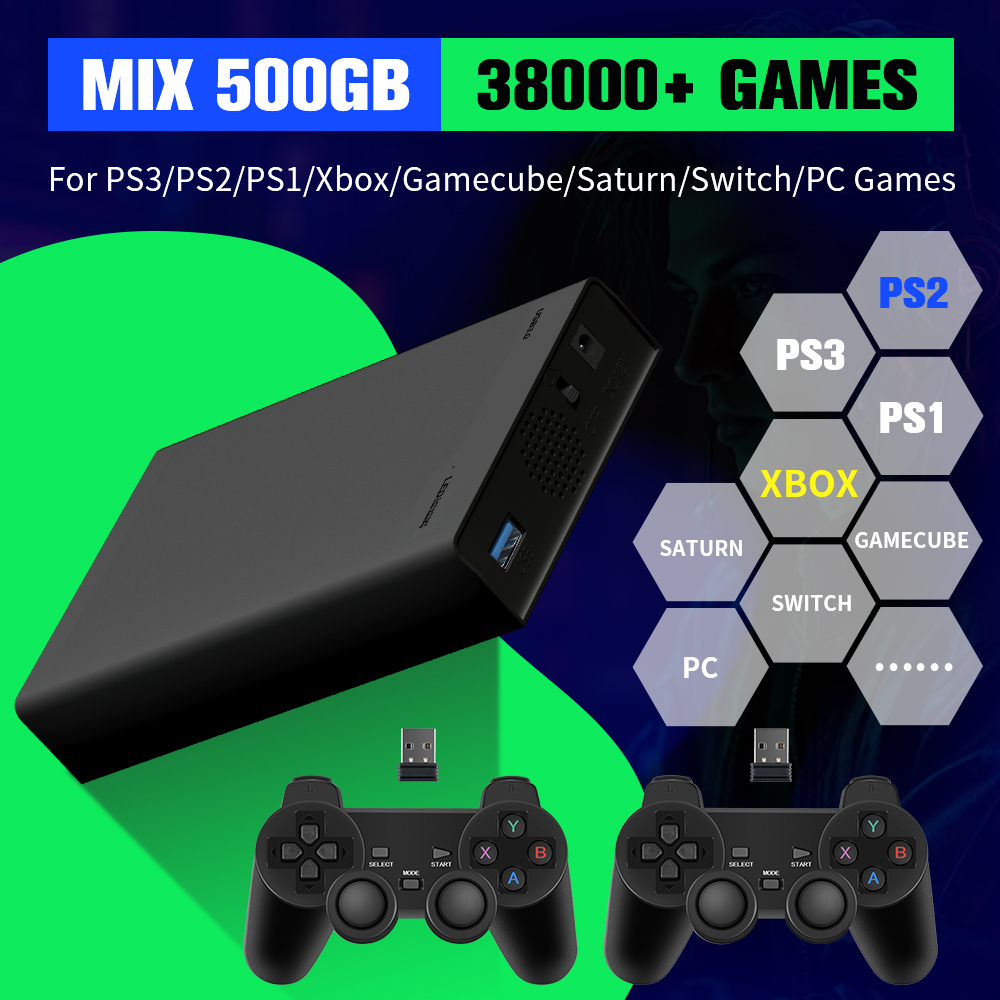 Retro Gaming Hdd - 500G ゲームハードドライブ 38000+ゲーム付き Xbox/PS3/PS2/Gamecube/Wii/Wiiu/Switch 3 システム用