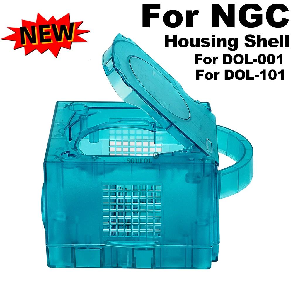 Retro Gaming Station - アイスブルー交換ケースゲームキューブシェル透明ハウジングシェルケース NGC レトロビデオゲームコンソール DOL-101/DOL-001