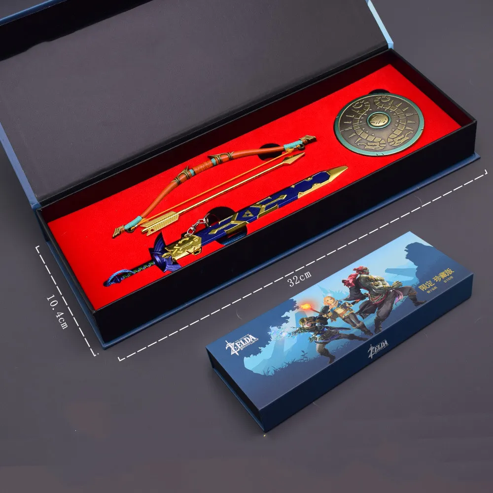 Retro Gaming Keychain - 3 ピース/セットゲームゼルダアニメキーホルダーアクションフィギュアリンクヒーローマスターソード武器コスプレ模型玩具ハロウィンギフト
