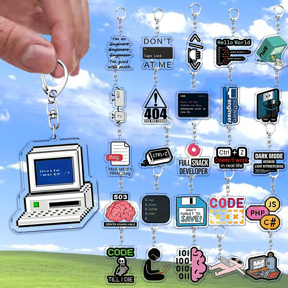 Retro Gaming Keychain - 面白い XP 98 ウィンドウ 10 コンピューターキーホルダーアクセサリーバッグチャームプログラマーキーリングジュエリー友人誕生日プレゼント