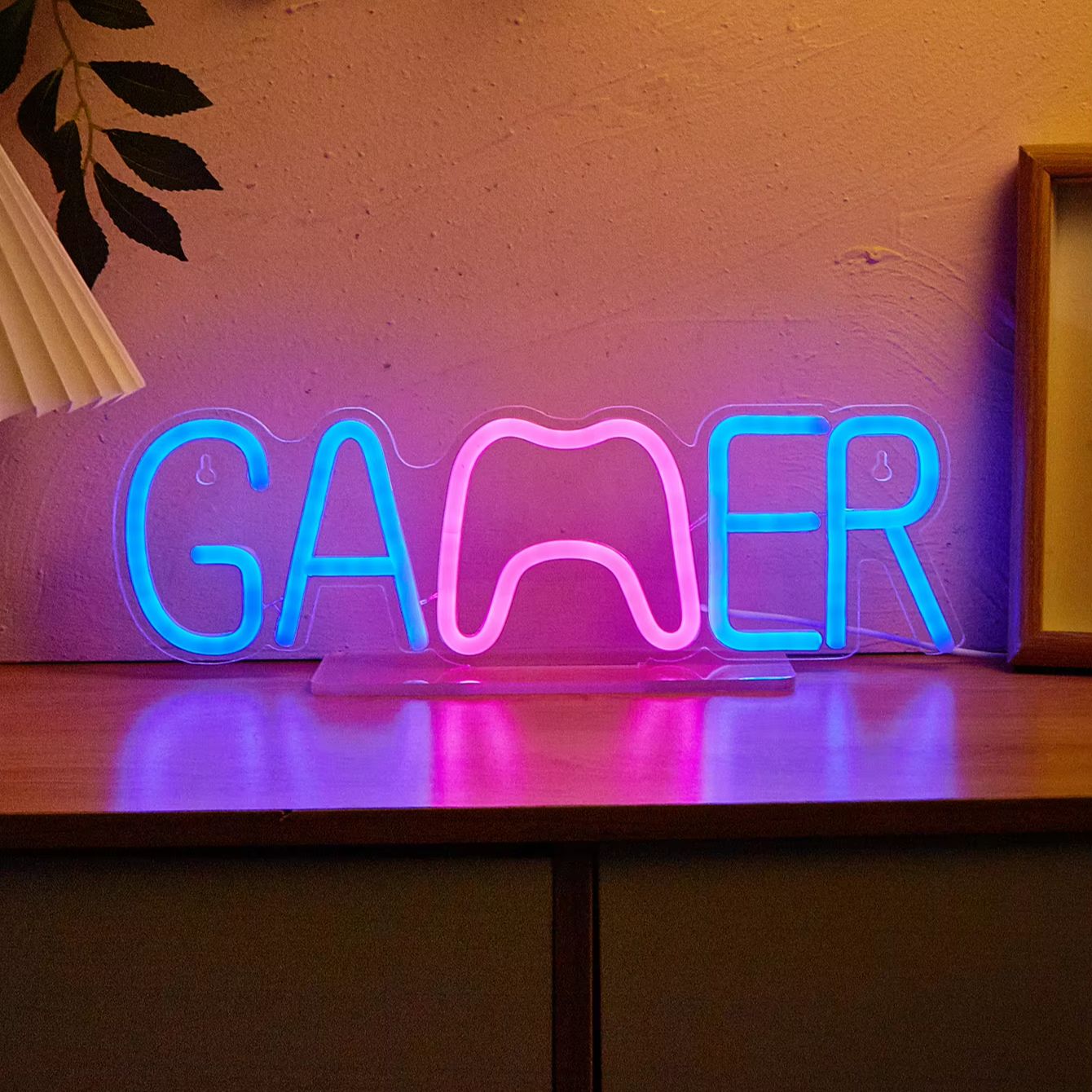 Retro Gaming Projector - Chi-buy LEDネオンデスクトップゲーマー USB電源ネオンサイン装飾ランプサイン 誕生日プレゼント ウォールアート 寝室、部屋、バー、ショップ用