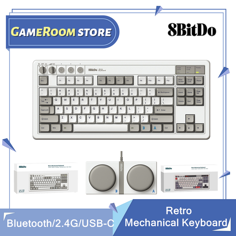 Retro Gaming For Windows - 8ビットレトロメカニカルゲーミングキーボード,Bluetooth, 2.4g,USB-C,ホットスワップ可能,87キー,WindowsおよびAndroid用