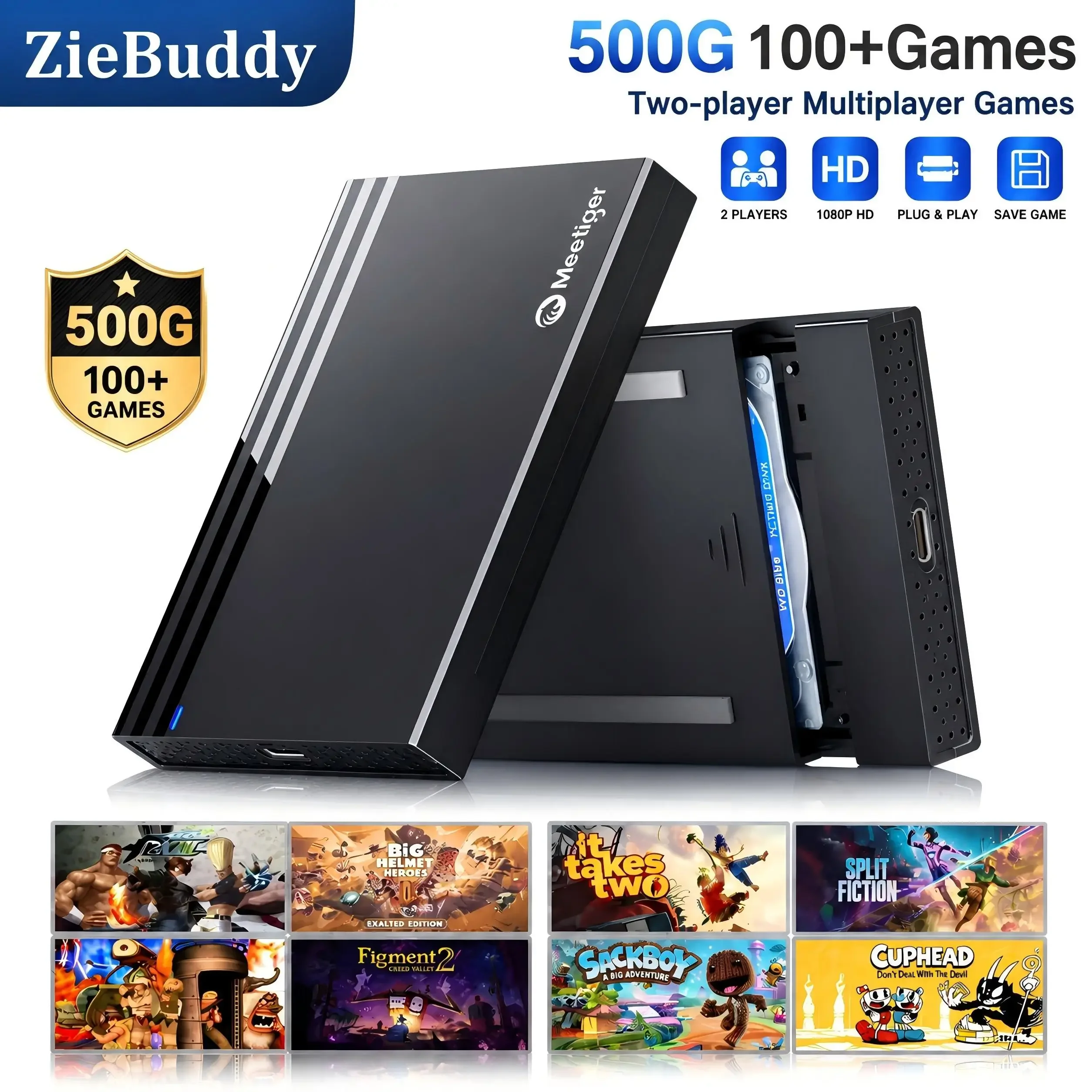Retro Gaming Hdd - ZieBuddy 500GB ゲームコンソール 110+ 個のゲームがプリロードされています プラグアンドプレイ