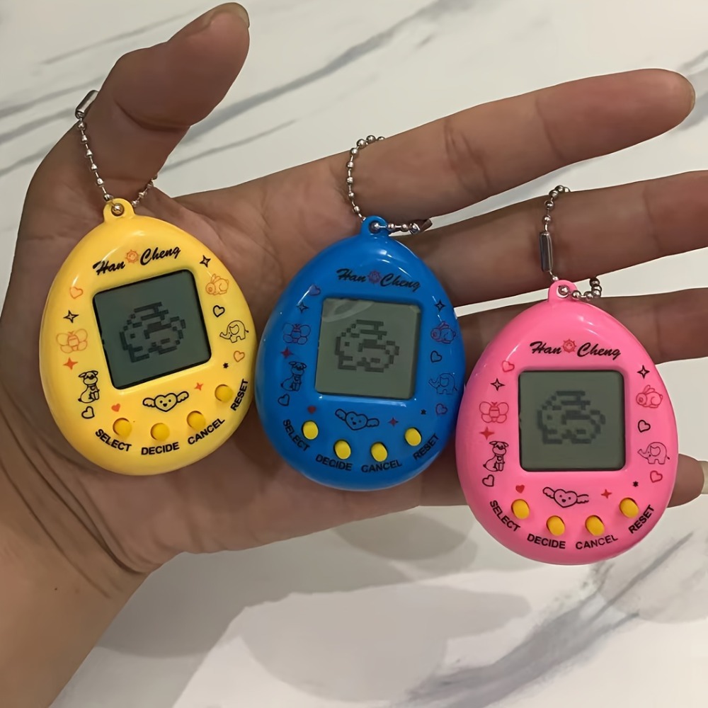 Retro Gaming Keychain - レトロミニハンドヘルドゲーム機、バーチャルペットキーホルダー付き、子供向け電子ペットゲーム、たまごっちハンドヘルドゲーム機おもちゃ
