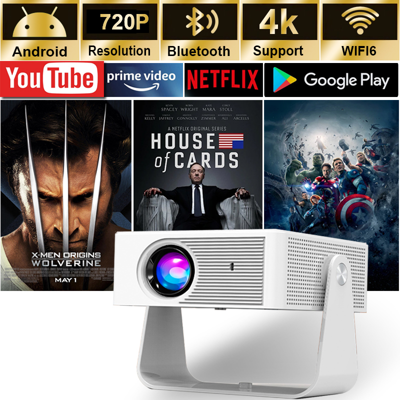 Retro Gaming Projector - 新型X3ウルトラHD 4Kミニプロジェクター、ネイティブ1080Pホームシアター、スマートAndroid TV搭載、昼光下でも見られるビームプロジェクター、5G WIFI対応、新型プロジェクター