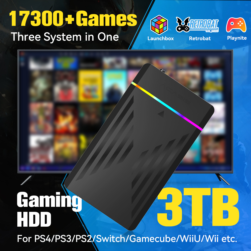 Retro Gaming Hdd - レトロなポータブルゲームコンソール,Retroゲームコンソール,Retroバットウィング,Playnite, 17300 aaa,3D,PS4,ps3,ps2,スイッチ,wii,テラバイト