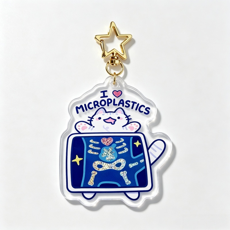 マイクロプラスチック猫アクリルキーホルダー面白いX線獣医子猫 - Retro Gaming Keychain のレビューと価格