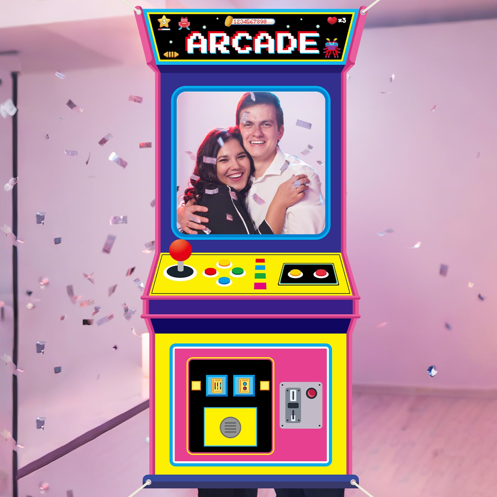 レトロビデオゲームファブリックアーケードゲーム写真背景ネオン - Retro Gaming Events のレビューと価格