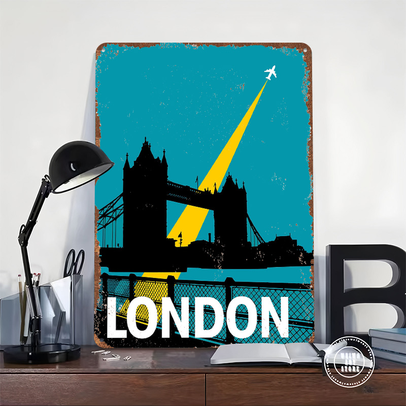 ロンドン旅行タワーブリッジ付きメタルポスターカスタムウォール - Retro Gaming London のレビューと価格