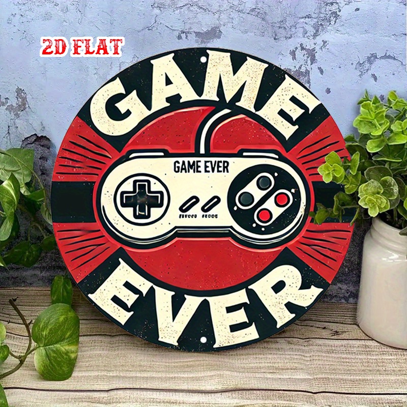 2Dフラット1ピースレトロゲームラウンドアルミサイン、コント - Retro Gaming Vibe のレビューと価格