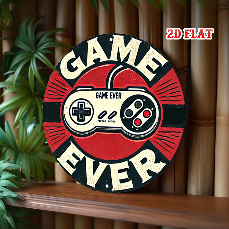 2Dフラット1ピースレトロゲームラウンドアルミサイン、コント - Retro Gaming Vibe のレビューと価格