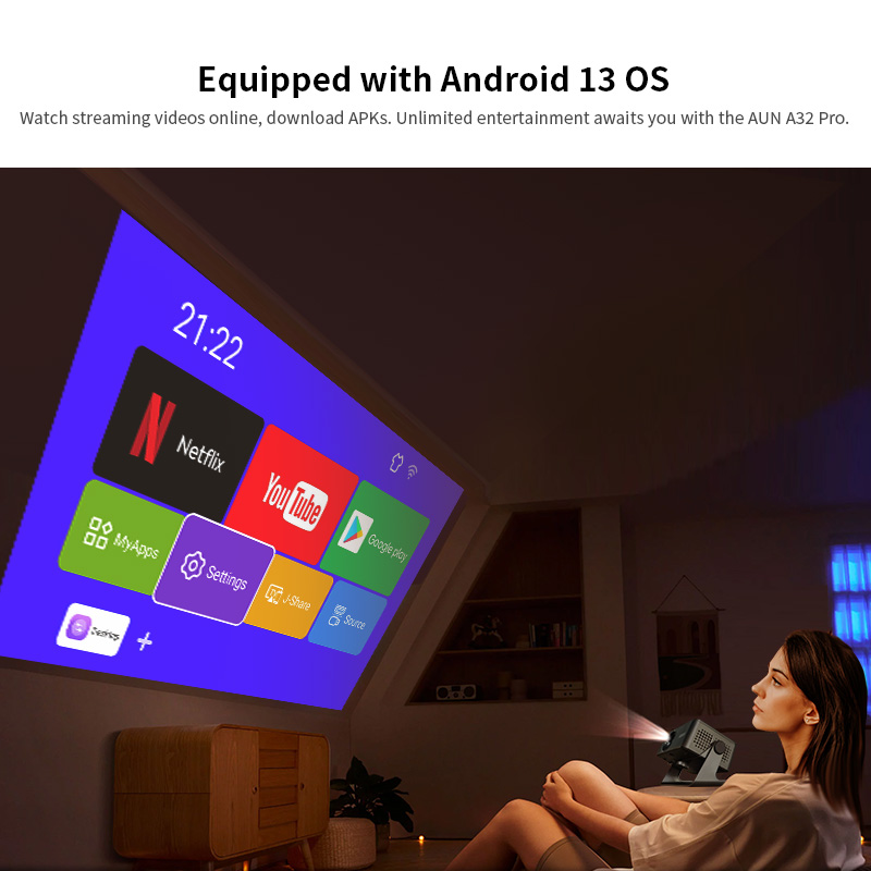 AUN A32 プロ Android 13 プロジェクターポ - Retro Gaming Projector のレビューと価格