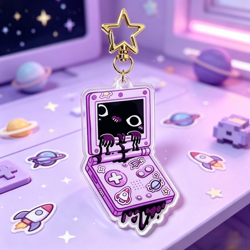 不気味なゲーム機アクリルキーホルダー、ウェアドコア、パステル - Retro Gaming Keychain のレビューと価格
