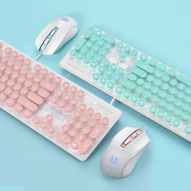 ピンクレトロ有線ゲーミングキーボードとマウスのキットワイヤレ - Retro Gaming Keycaps のレビューと価格