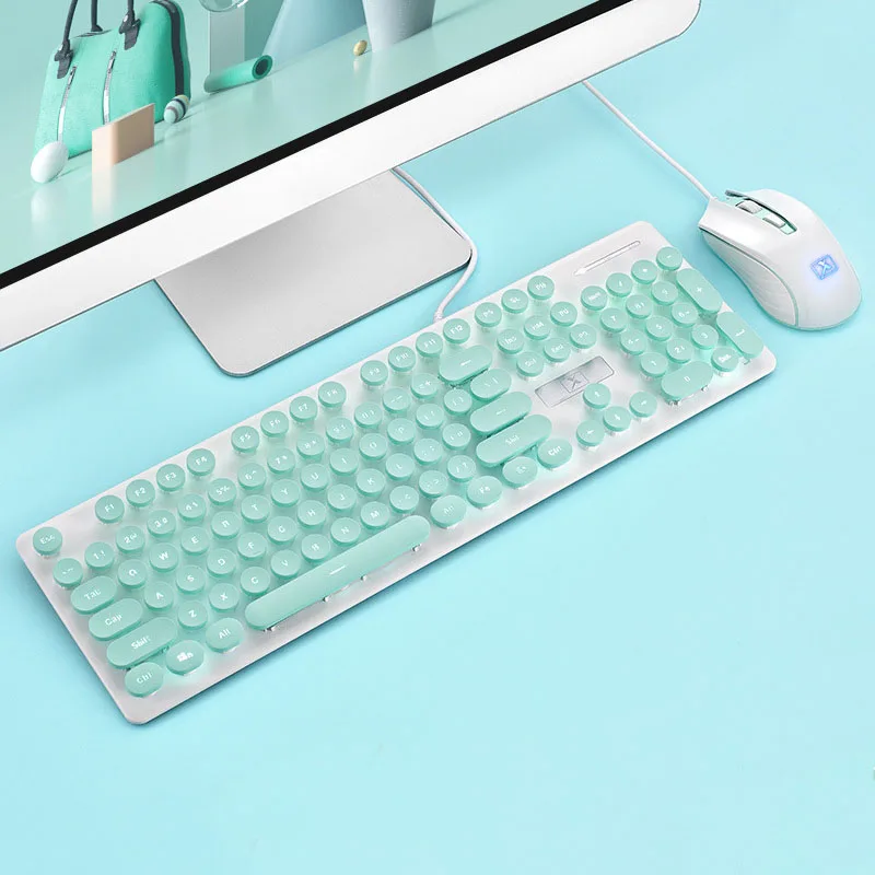 ピンクレトロ有線ゲーミングキーボードとマウスのキットワイヤレ - Retro Gaming Keycaps のレビューと価格