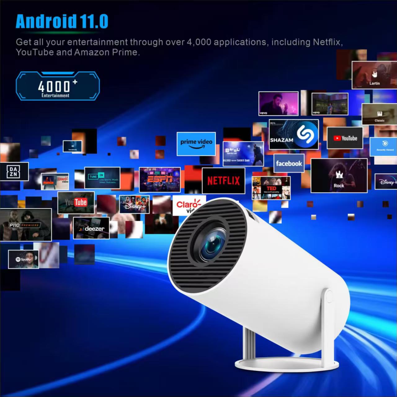 ミニHY300ポータブルプロジェクター Android 11 - Retro Gaming Projector のレビューと価格