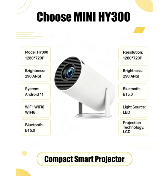 ミニHY300ポータブルプロジェクター Android 11 - Retro Gaming Projector のレビューと価格